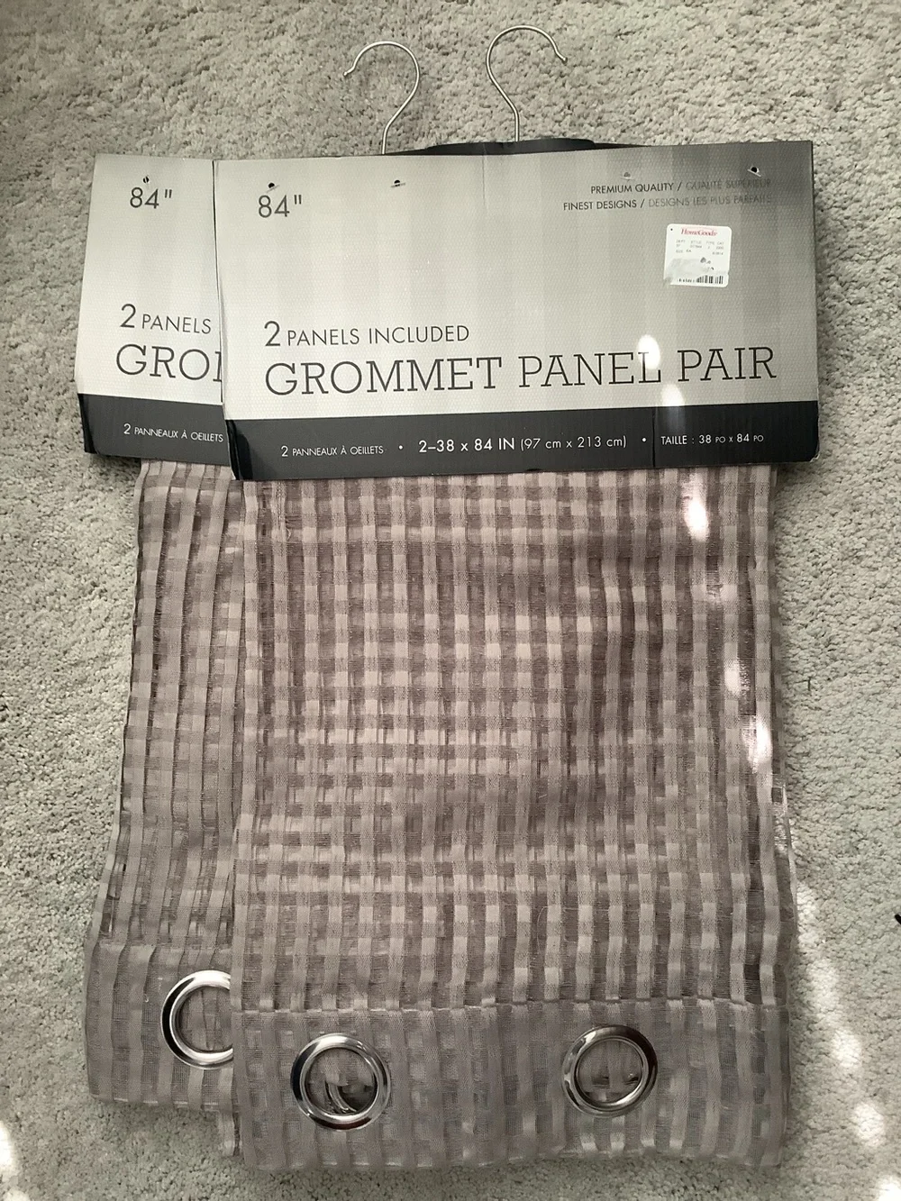 NWT TWO SETS FOR PANELS Grommet Panel Pair Sheer Stripe Curtain - Taupe